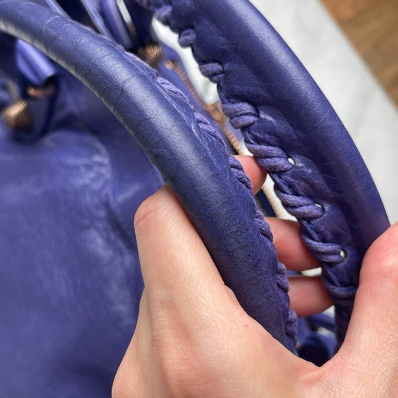 Authentic Balenciaga Motocross Classic City Bag in Purple with Rose Gold hardwar - Picture 8 of 16